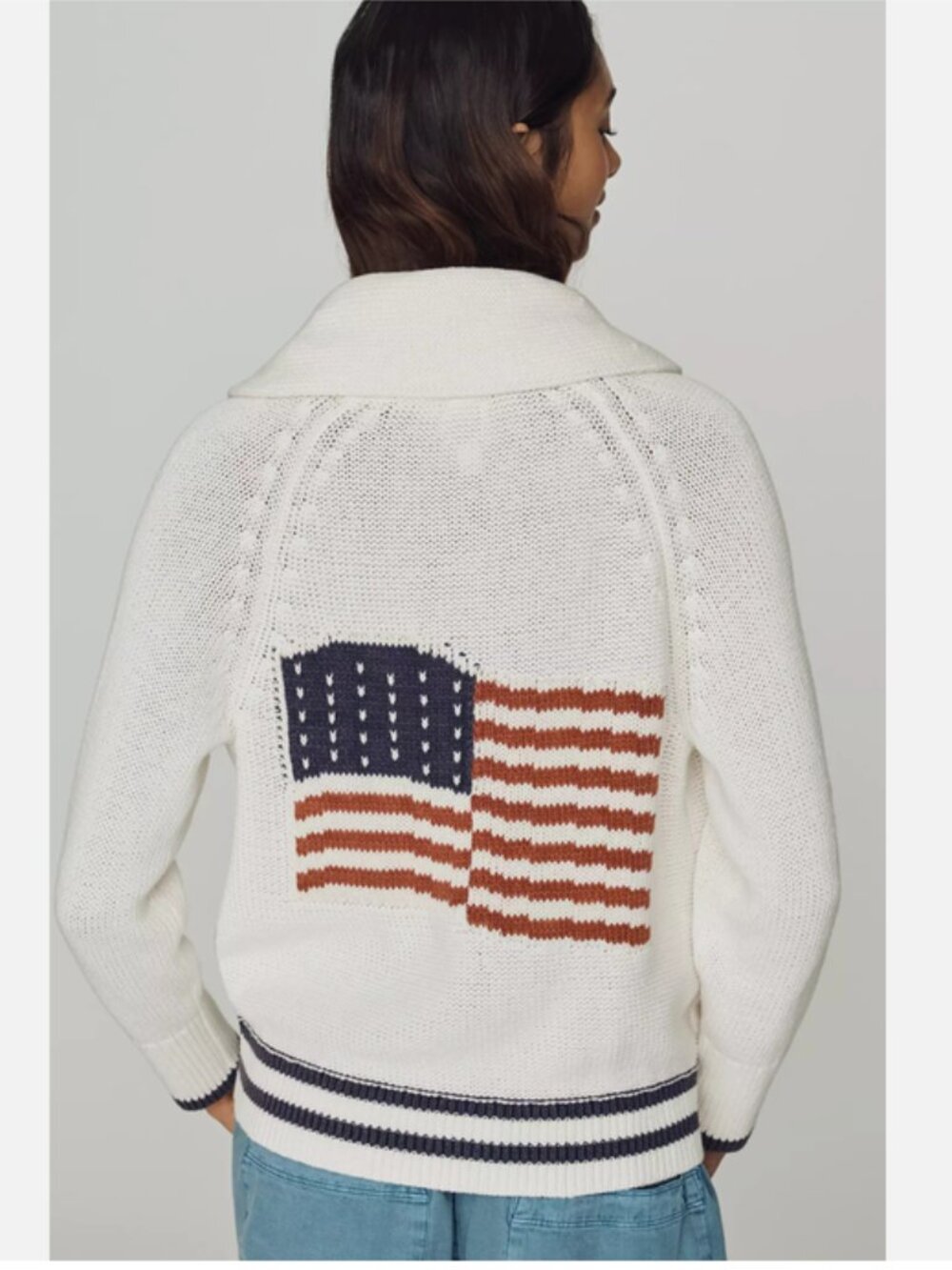 Anthropologie Maeve American Flag Shawl Collar Cardigan Sweater Size 3X NWT USA